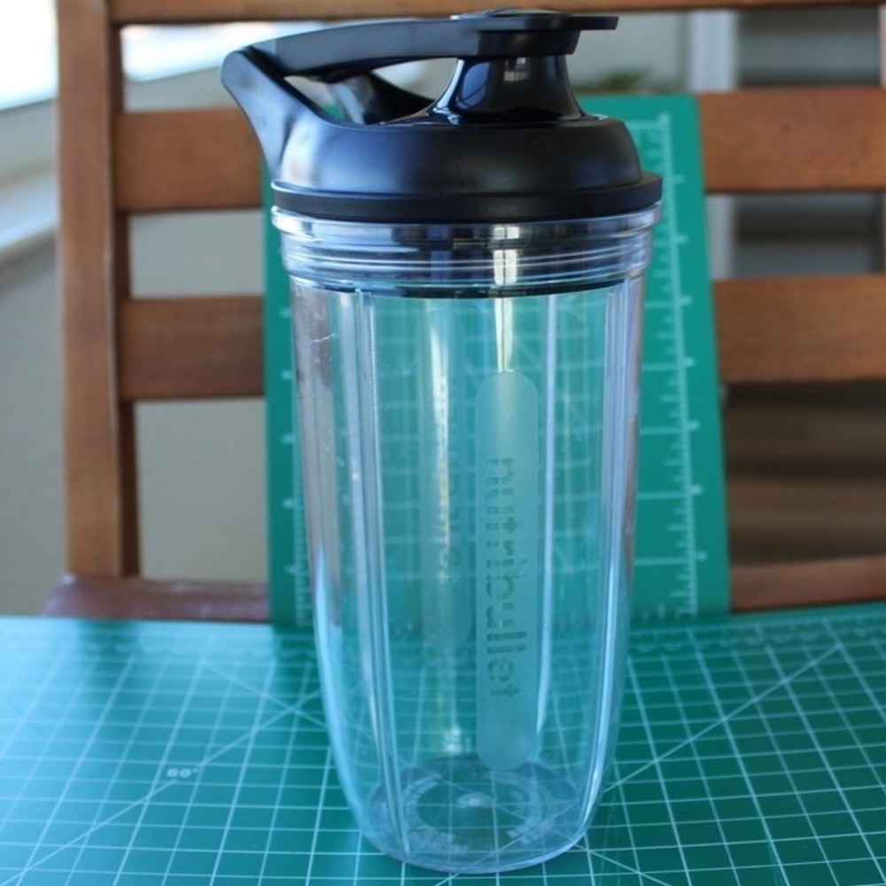 NutriBullet 24oz Tall Cup with Flip Top To-Go Lid Replacement Clear Black 8 Inch